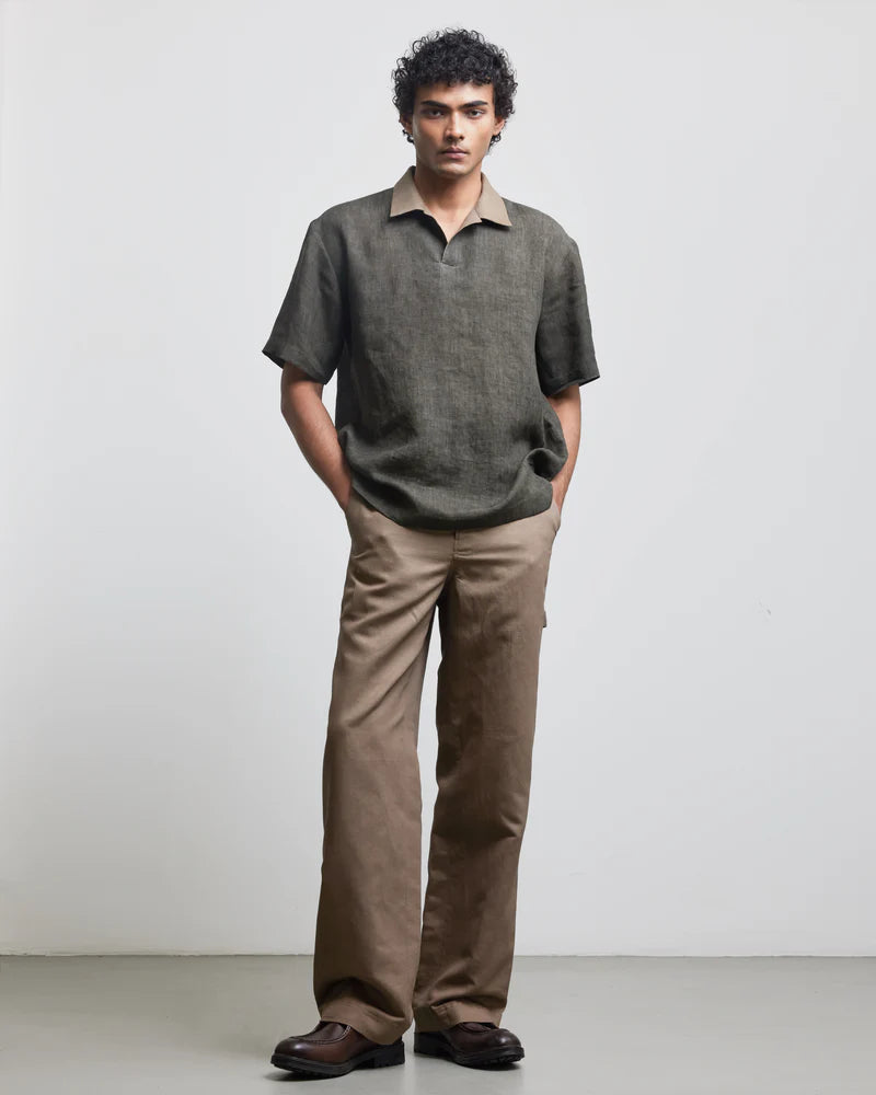 STONE GREEN CONTRAST POLO SHIRT