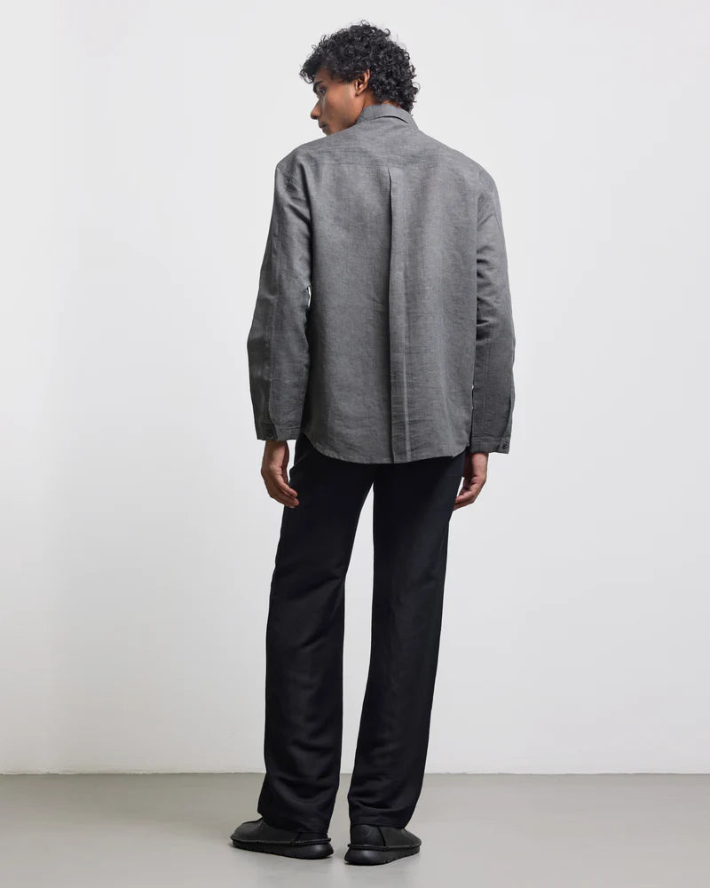 STONE FADED HALF-PLACKET SHIRT