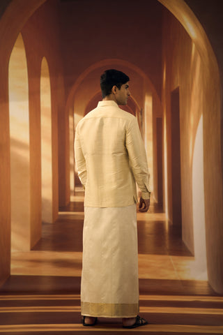 CREAM RAW SILK MUHURTHAM SHIRT