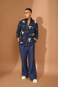 SHATTER EMBROIDERED SHACKET WITH REGIMENTAL TAPE ON PLACKET