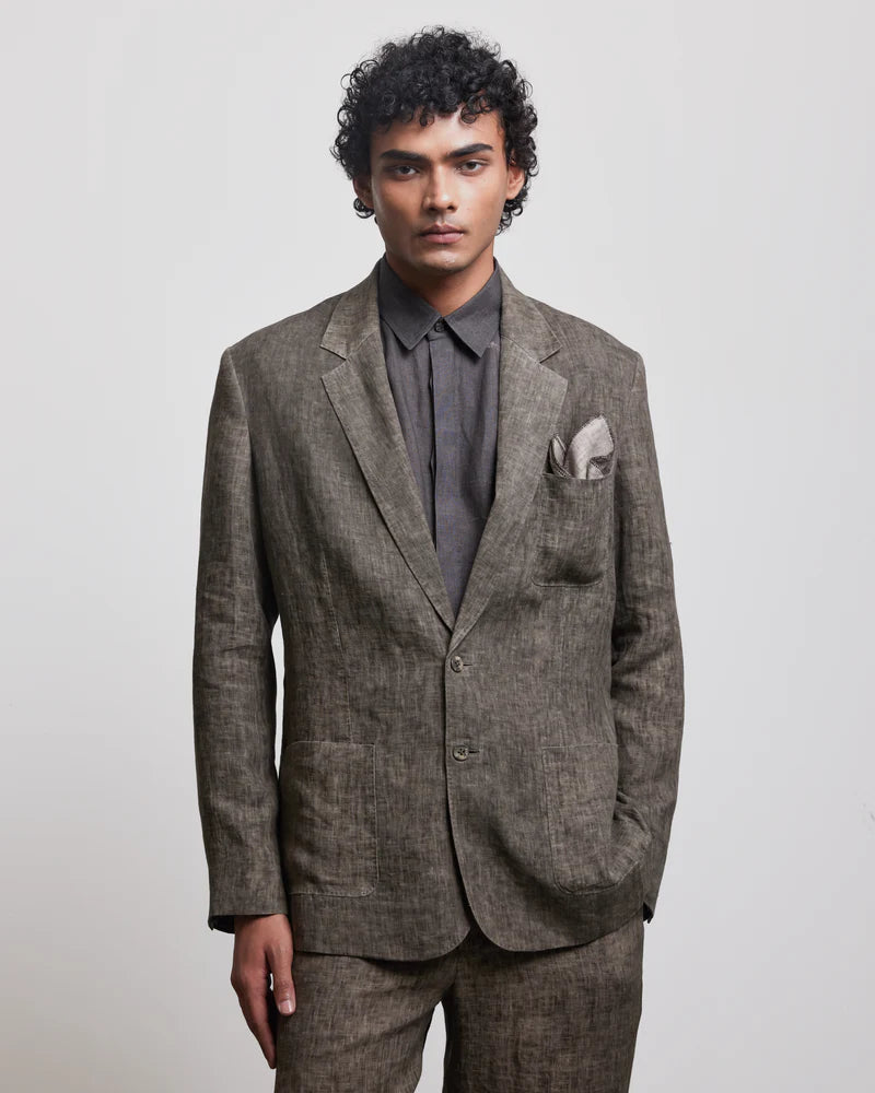 STONE BROWN SINGLE BREASTED BLAZER